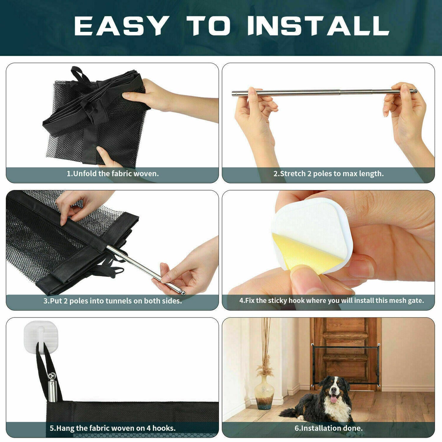 Portable Mesh Pet Safety Gate – Magic Retractable Barrier for Doors & Stairs