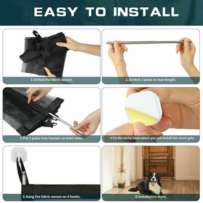 Portable Mesh Pet Safety Gate – Magic Retractable Barrier for Doors & Stairs
